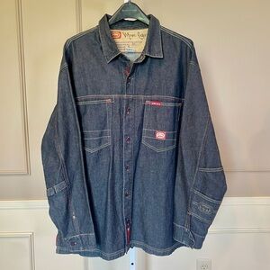 Vintage Y2K Marc Ecko Unlimited Denim Jean Jacket XL button down shirt EUC